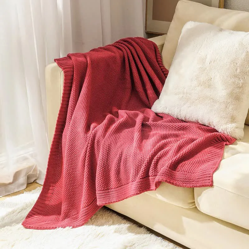 Ownkoti Einfache einfarbige Strickdecke