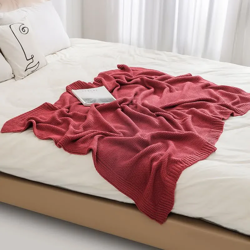 Ownkoti Einfache einfarbige Strickdecke