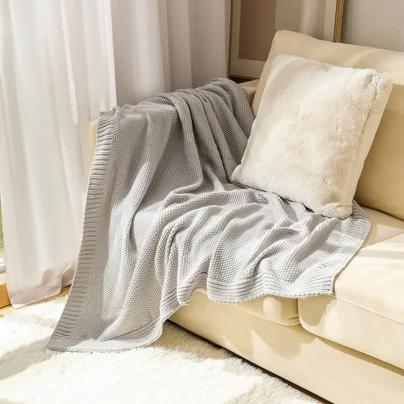 Ownkoti Einfache einfarbige Strickdecke