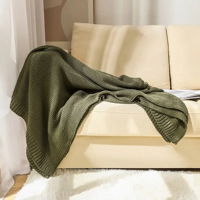 Ownkoti Einfache einfarbige Strickdecke