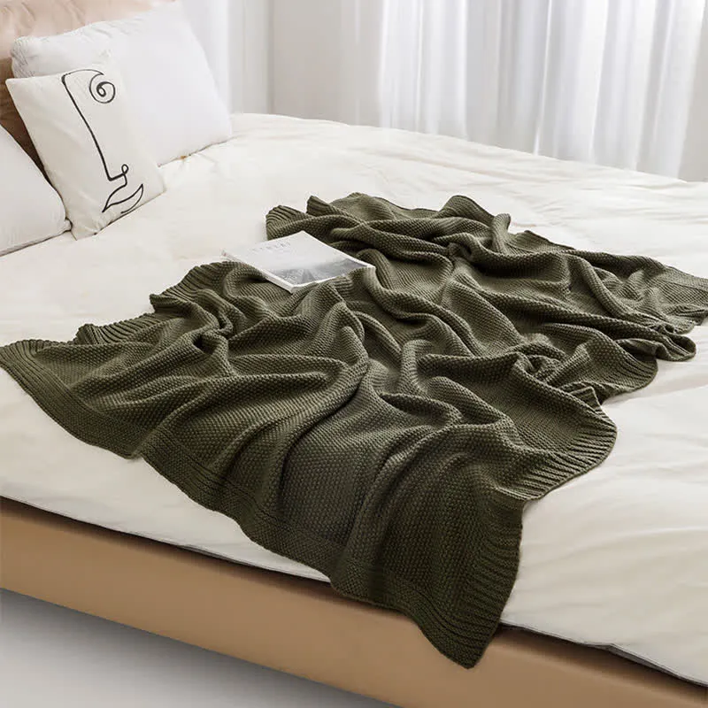 Ownkoti Einfache einfarbige Strickdecke