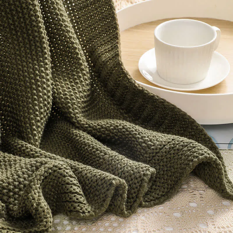 Ownkoti Einfache einfarbige Strickdecke