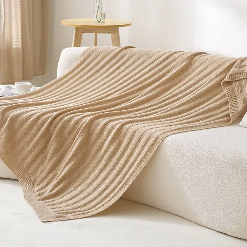 Ownkoti Strickdecke mit einfarbigen Streifen und Struktur
