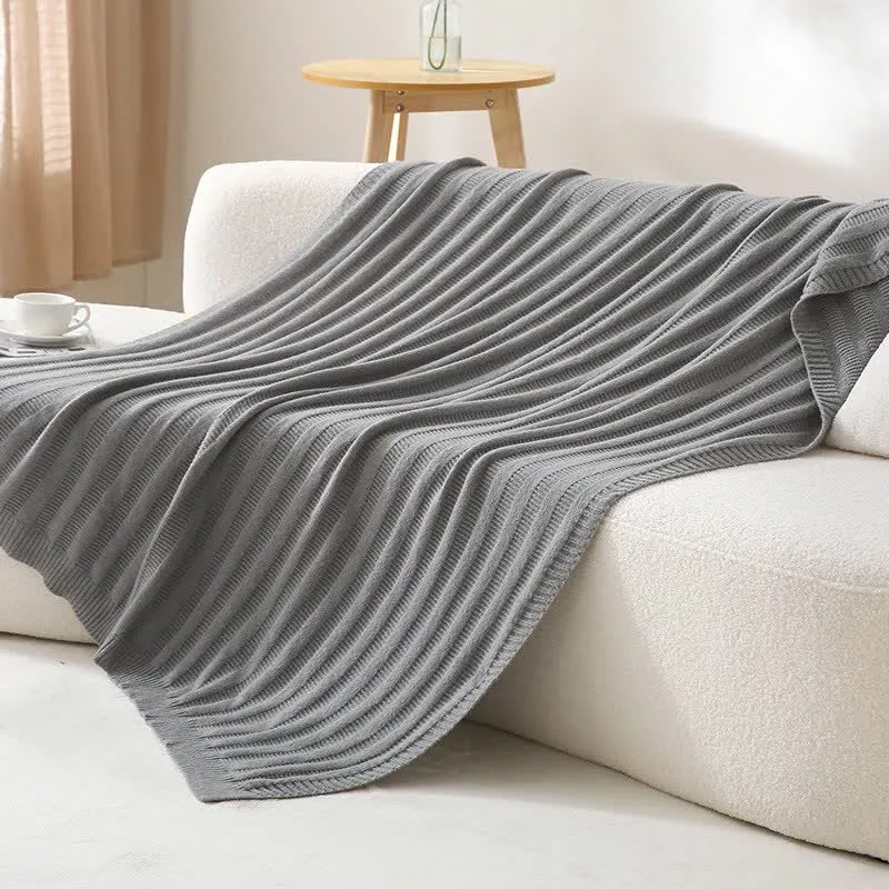 Ownkoti Strickdecke mit einfarbigen Streifen und Struktur