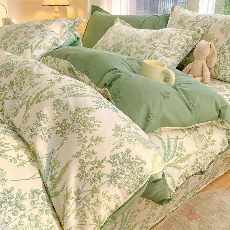 Bettwäscheset aus Bio-Baumwolle mit botanischen Blättern (4-teilig)
