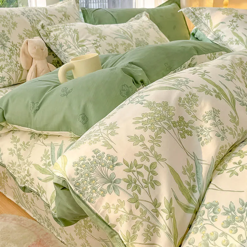 Bettwäscheset aus Bio-Baumwolle mit botanischen Blättern (4-teilig)