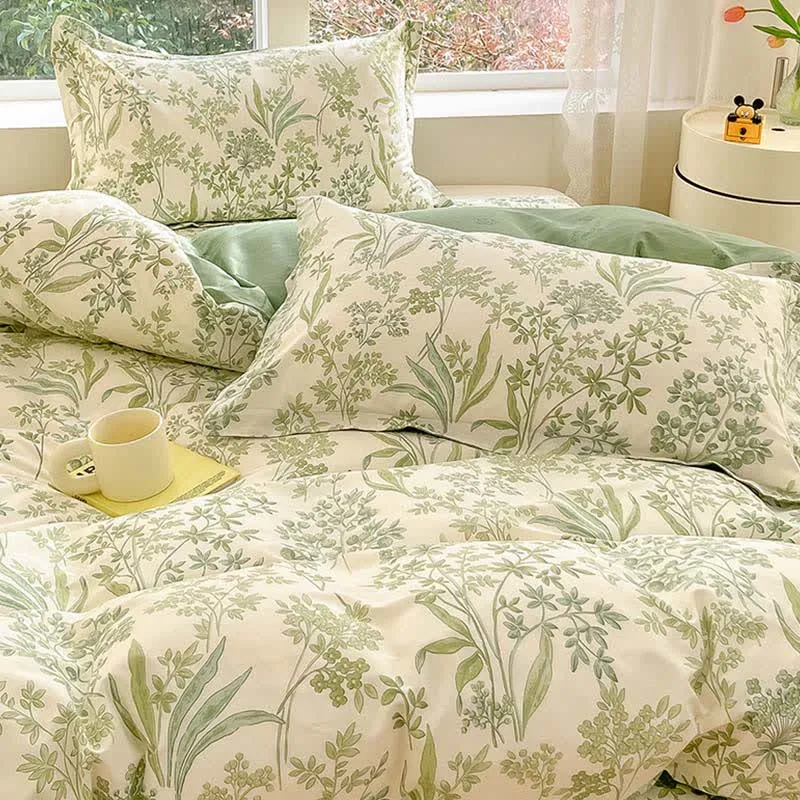 Bettwäscheset aus Bio-Baumwolle mit botanischen Blättern (4-teilig)