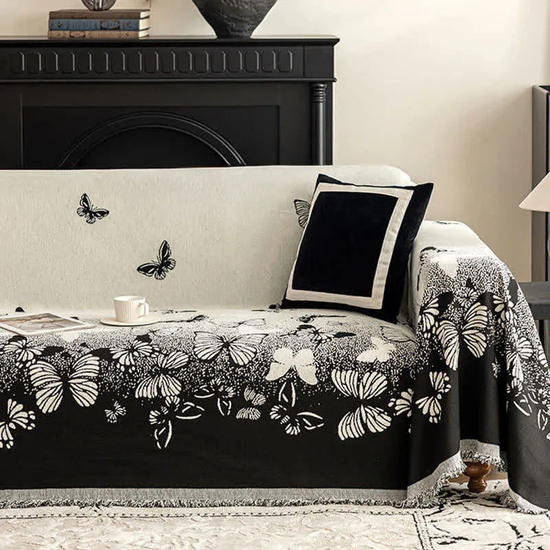 Verträumte Schmetterlings-Chenille-Sofa-Überwurfdecke