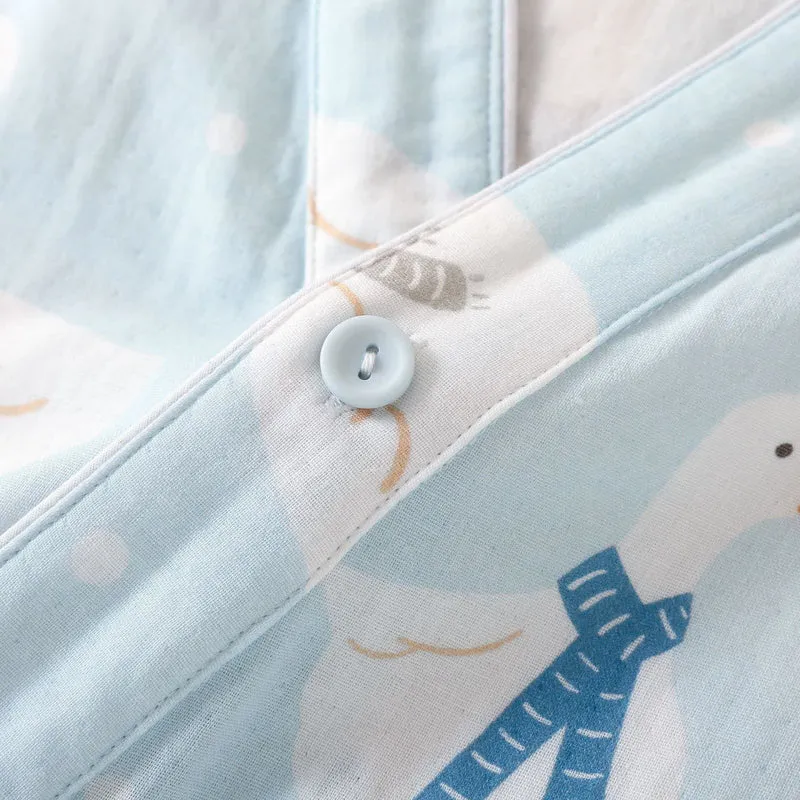 Baumwollgaze-Kimono-Pyjama mit Cartoon-Gans