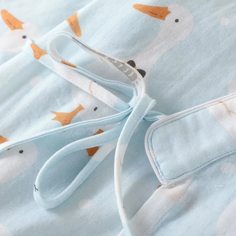 Baumwollgaze-Kimono-Pyjama mit Cartoon-Gans