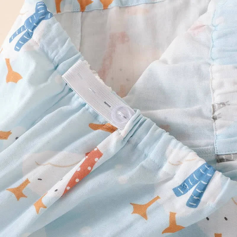 Baumwollgaze-Kimono-Pyjama mit Cartoon-Gans