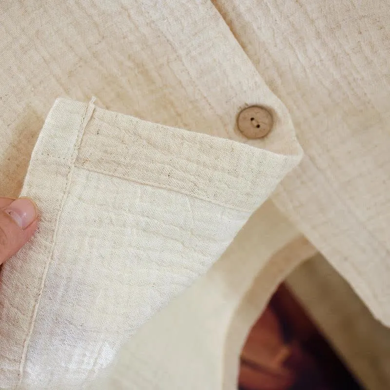 Passende minimalistische Pyjama-Schlafanzüge aus Baumwollleinen