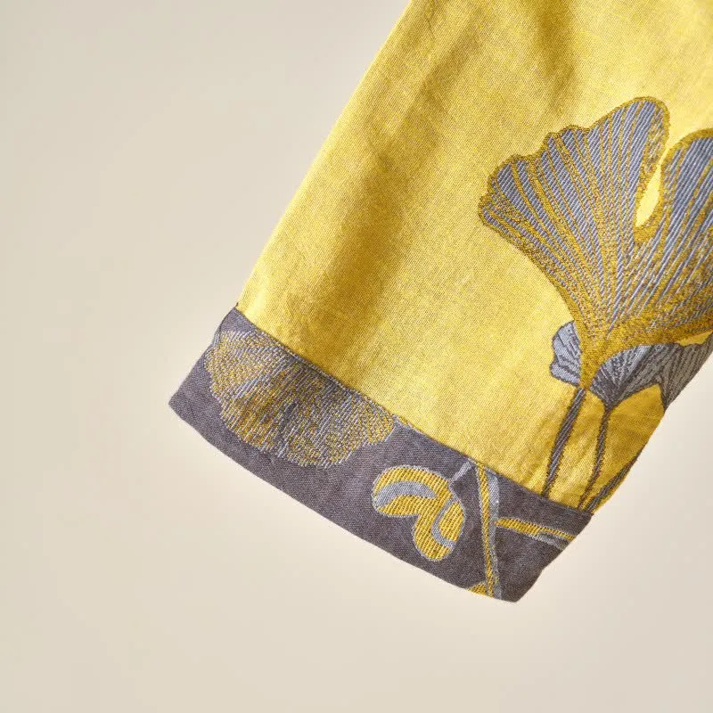 Ginkgoblatt Hanfu-inspiriertes Baumwoll-Nachthemd