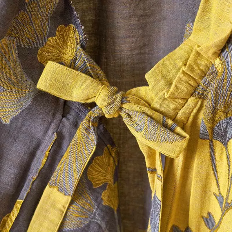 Ginkgoblatt Hanfu-inspiriertes Baumwoll-Nachthemd