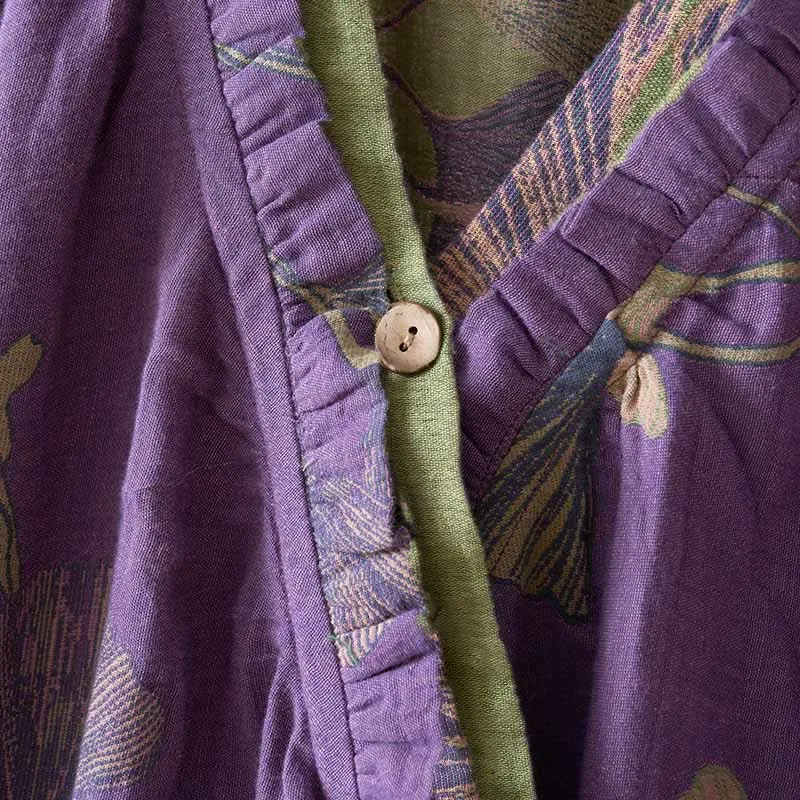 Ginkgoblatt Hanfu-inspiriertes Baumwoll-Nachthemd