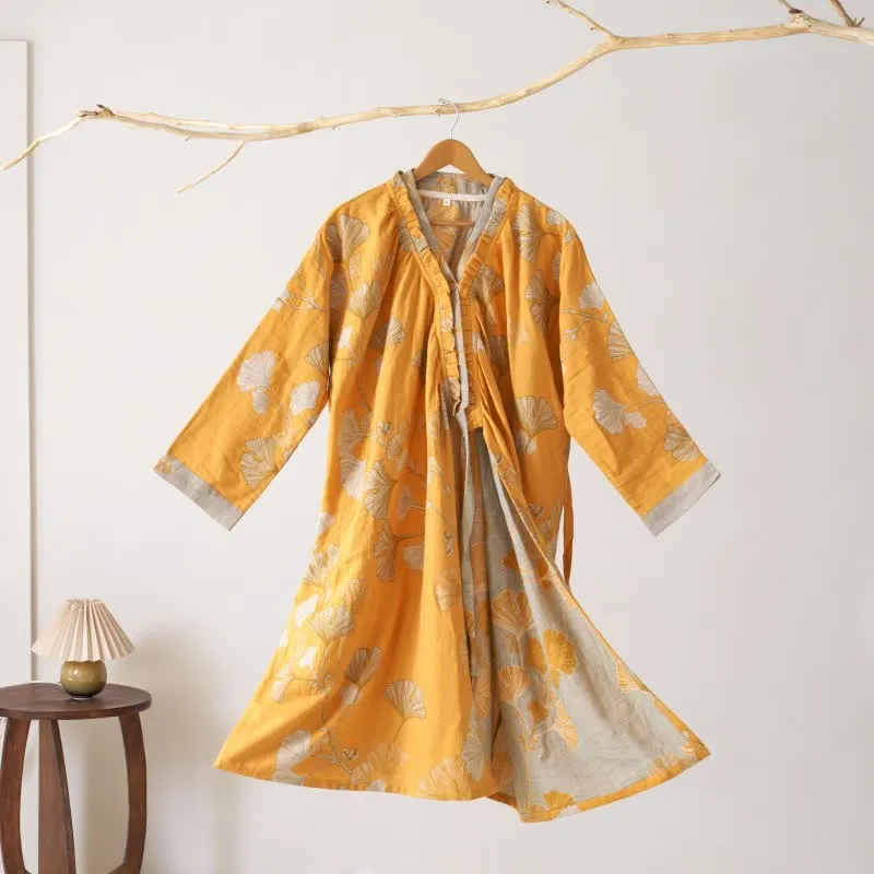 Ginkgoblatt Hanfu-inspiriertes Baumwoll-Nachthemd