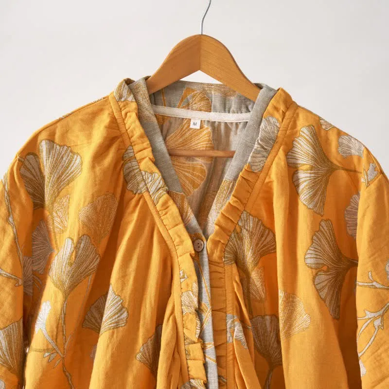 Ginkgoblatt Hanfu-inspiriertes Baumwoll-Nachthemd