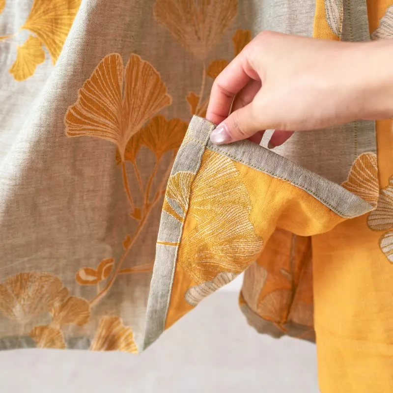 Ginkgoblatt Hanfu-inspiriertes Baumwoll-Nachthemd