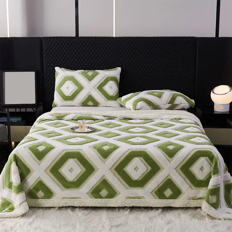 Jacquard-Sherpadecke mit geometrischem Muster