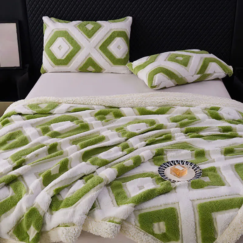 Jacquard-Sherpadecke mit geometrischem Muster