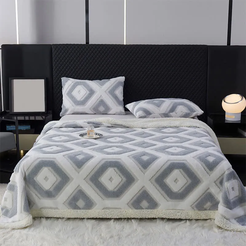 Jacquard-Sherpadecke mit geometrischem Muster