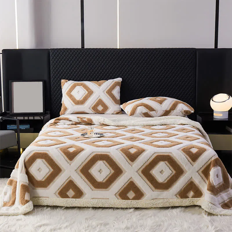 Jacquard-Sherpadecke mit geometrischem Muster