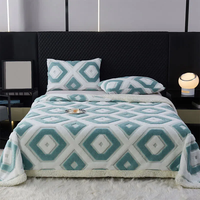 Jacquard-Sherpadecke mit geometrischem Muster