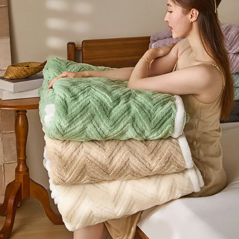 Moderne warme Jacquarddecke mit Chevron-Muster