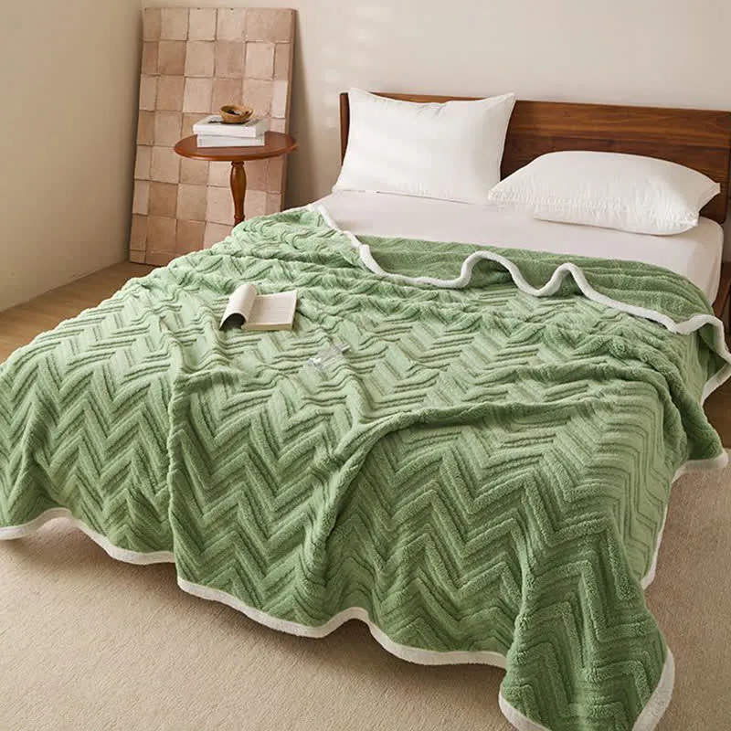 Moderne warme Jacquarddecke mit Chevron-Muster