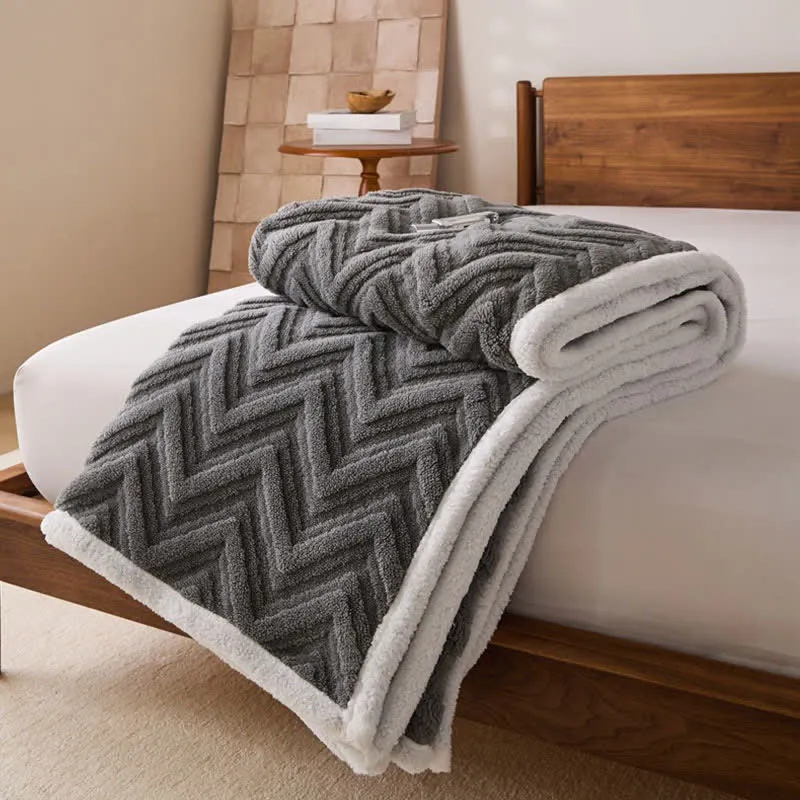 Moderne warme Jacquarddecke mit Chevron-Muster