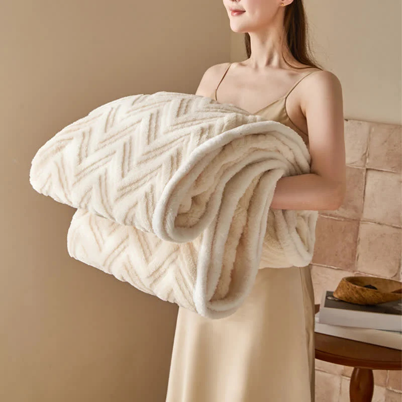 Moderne warme Jacquarddecke mit Chevron-Muster