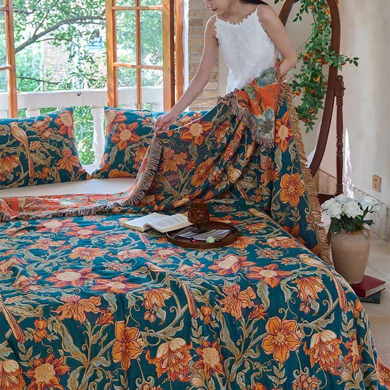 Luxuriöse, florale Baumwoll-Quastendecke