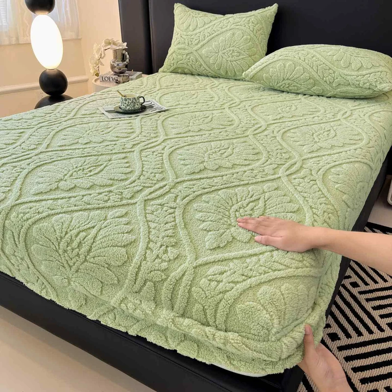 Warmes Spannbettlaken aus Fleece mit Wellenmuster und Blumenmuster