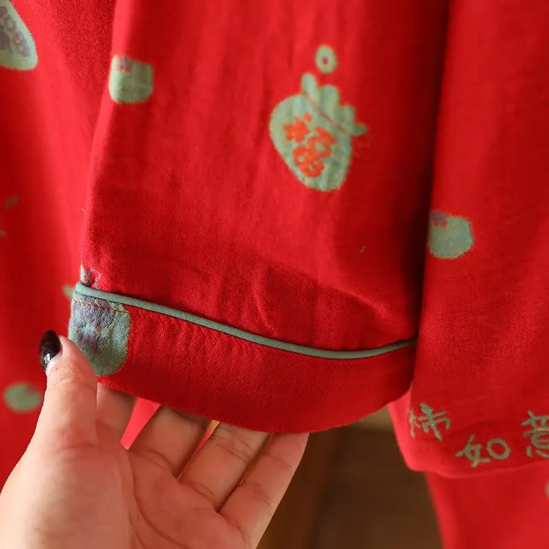 Pyjama-Set „Lucky Persimmon“ aus Baumwolle