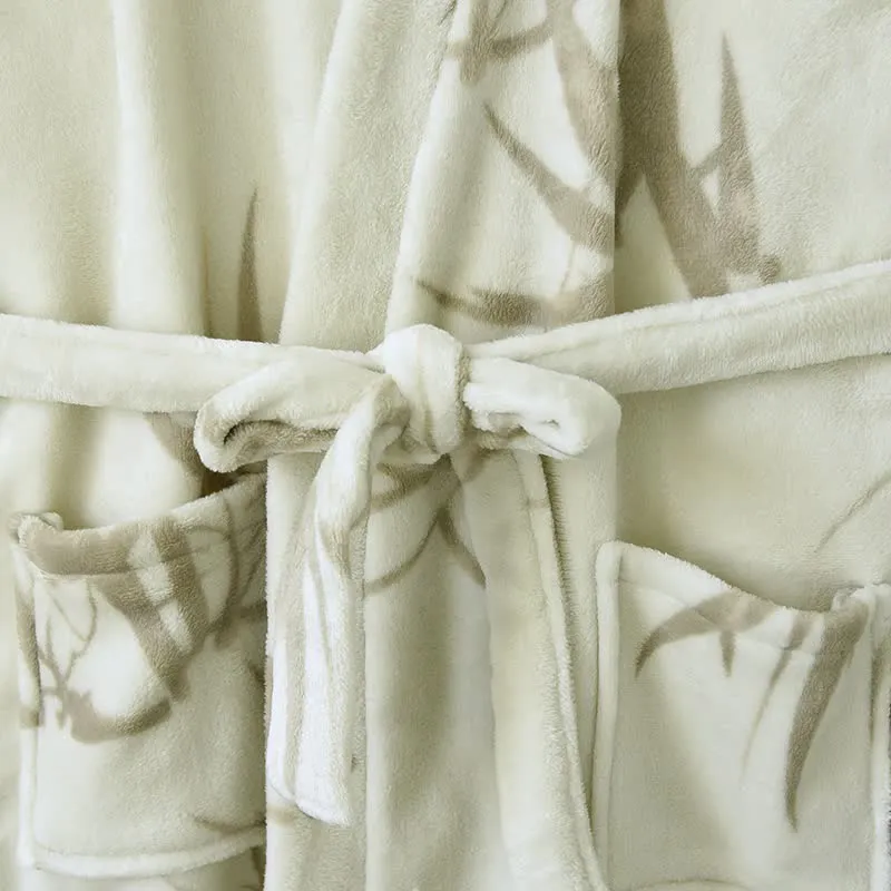 Unisex-Bademantel aus Fleece mit Bambusdruck