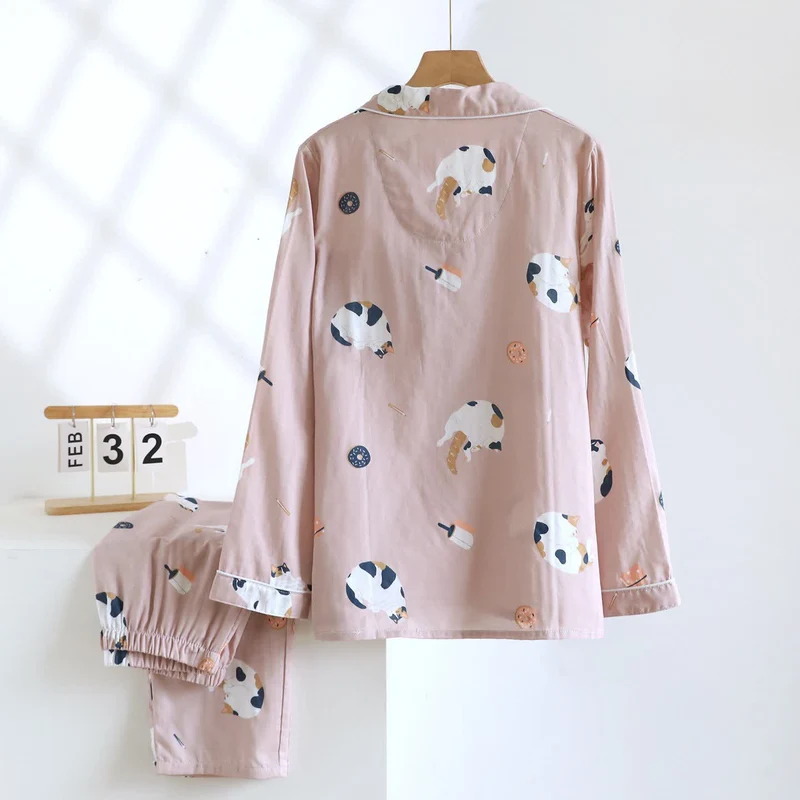 Passendes Loungewear-Set aus Baumwolle mit Cartoon-Katze