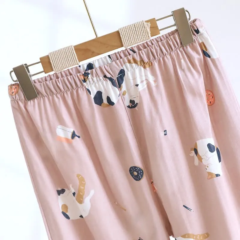 Passendes Loungewear-Set aus Baumwolle mit Cartoon-Katze