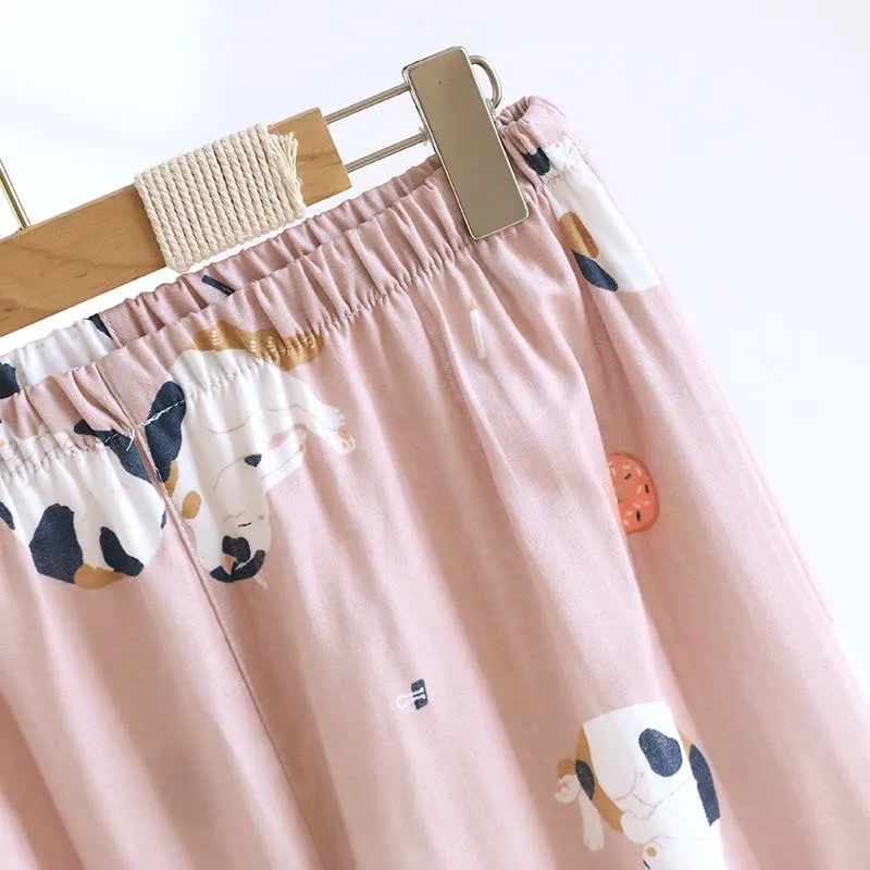 Passendes Loungewear-Set aus Baumwolle mit Cartoon-Katze