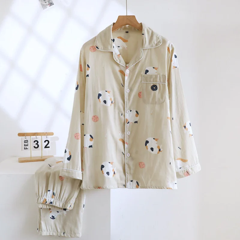 Passendes Loungewear-Set aus Baumwolle mit Cartoon-Katze