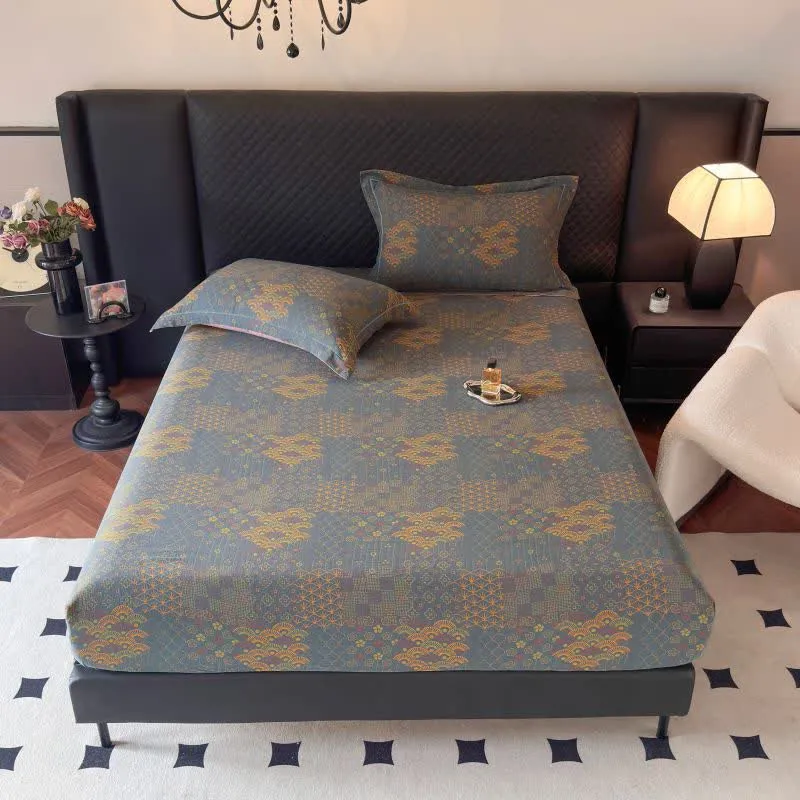 Spannbettlaken aus Baumwolle mit Retro-Fan-Muster