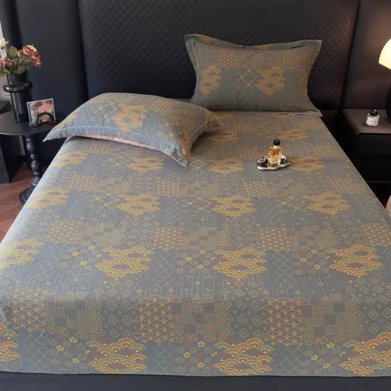 Spannbettlaken aus Baumwolle mit Retro-Fan-Muster