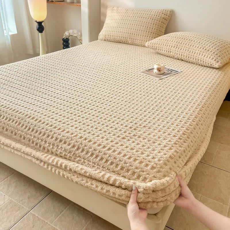 Warmes Spannbettlaken aus Fleece mit Waffelstruktur