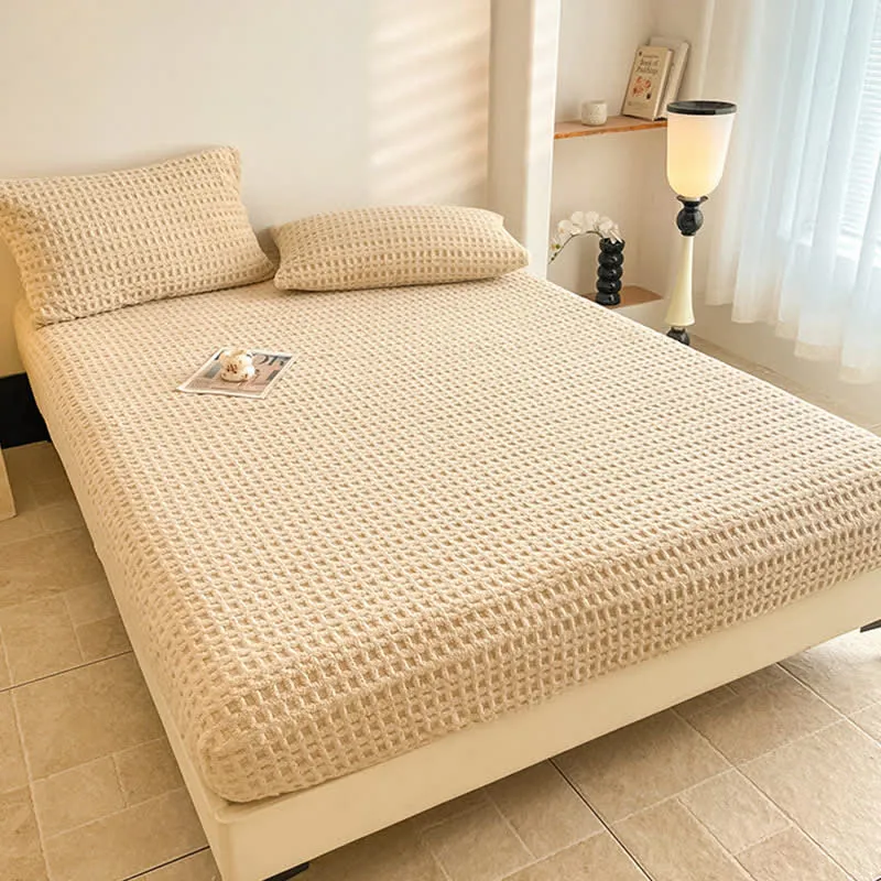 Warmes Spannbettlaken aus Fleece mit Waffelstruktur