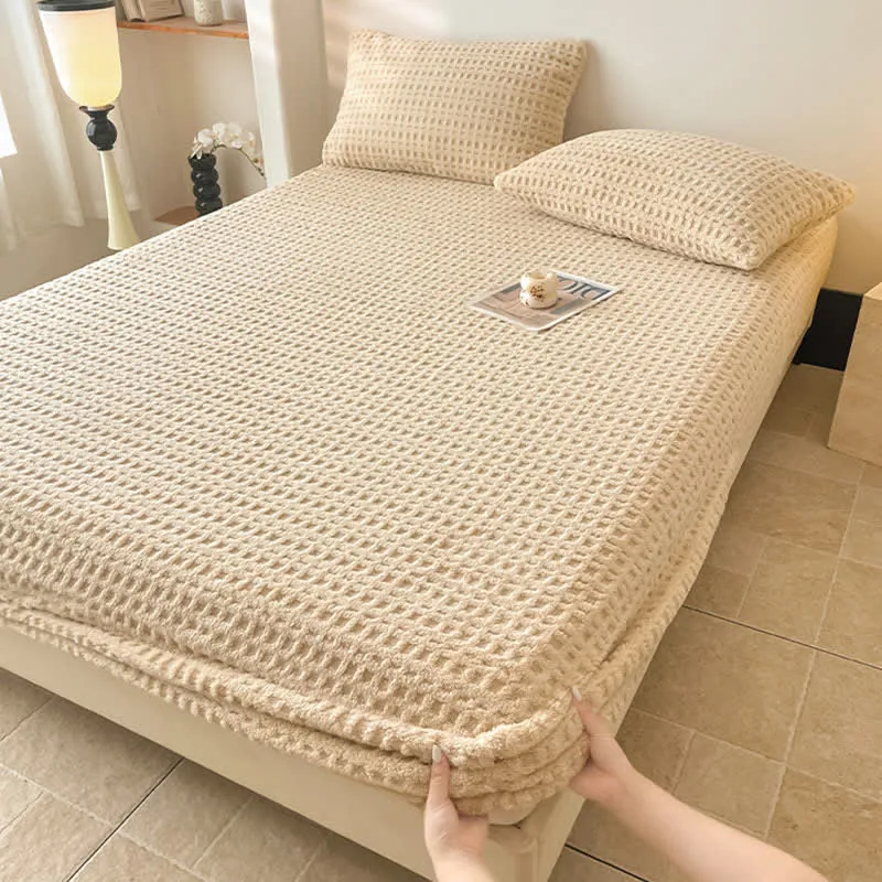 Warmes Spannbettlaken aus Fleece mit Waffelstruktur