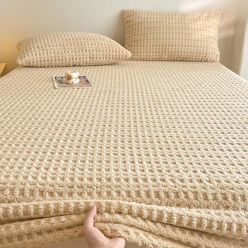 Warmes Spannbettlaken aus Fleece mit Waffelstruktur