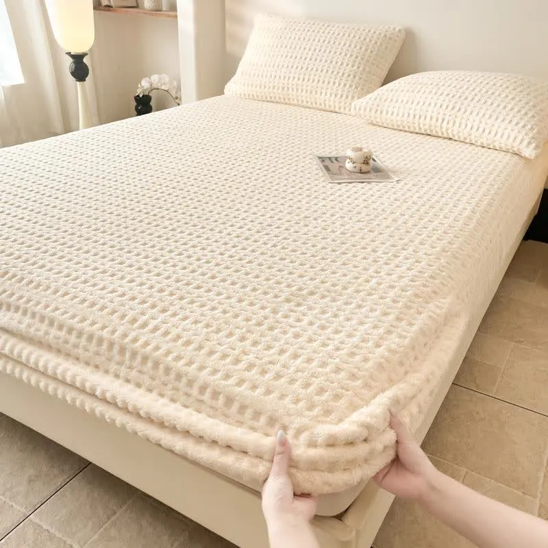 Warmes Spannbettlaken aus Fleece mit Waffelstruktur