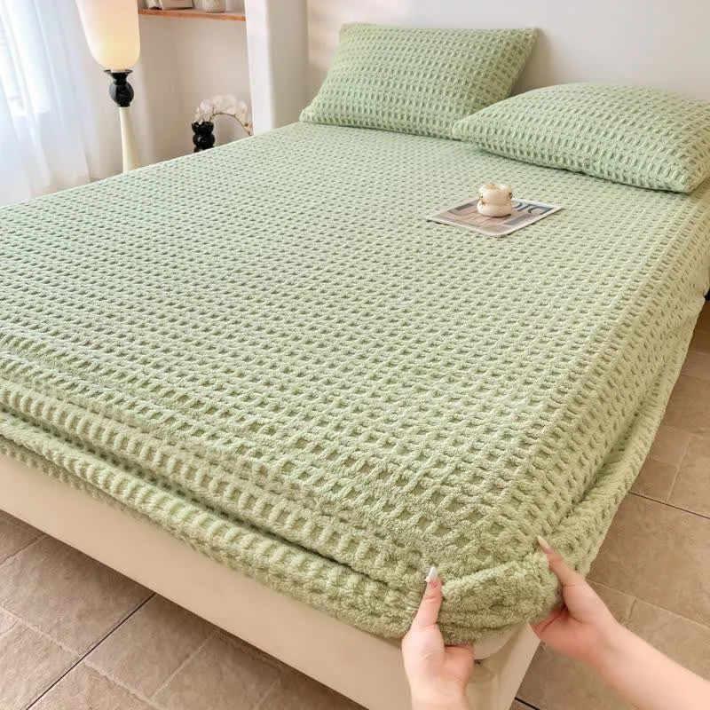 Warmes Spannbettlaken aus Fleece mit Waffelstruktur
