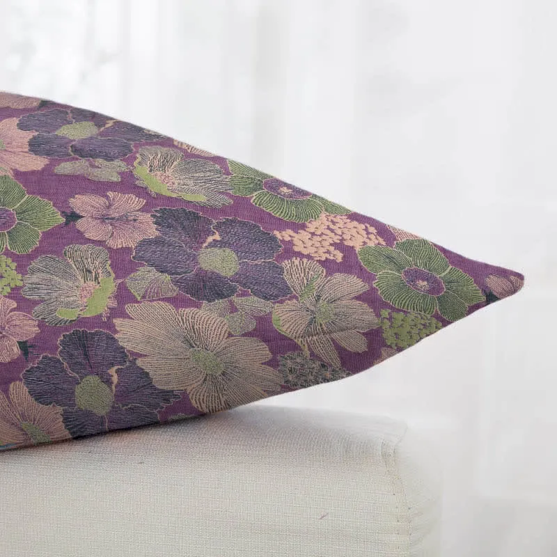 Quadratische Kissenbezüge aus Baumwolljacquard mit Pfirsichblütenmotiv (2 Stück)