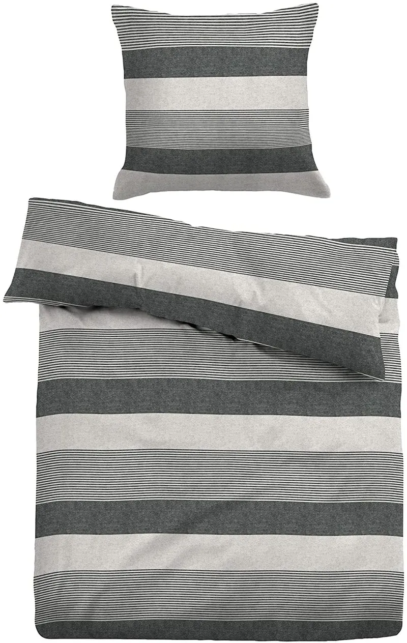 Tom Tailor Bettwäsche Flanell Streifen schwarz