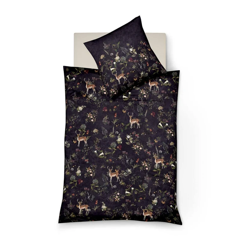 Fleuresse Bettwäsche Mako-Satin Bed Art S Reh nachtschwarz